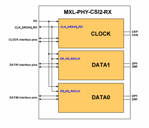 MIPI D-PHY CSI-2 RX (Receiver) IP Block Diagam