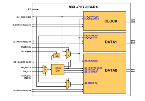 MIPI D-PHY DSI RX (Receiver) IP Block Diagam